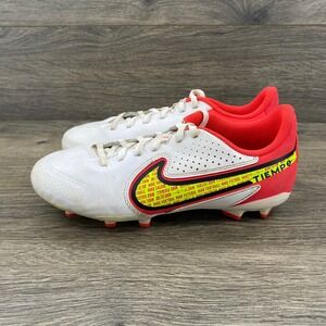 Nike Tiempo Legend 9 FG Soccer Cleats White Red Youth Size 2.5 DA1333